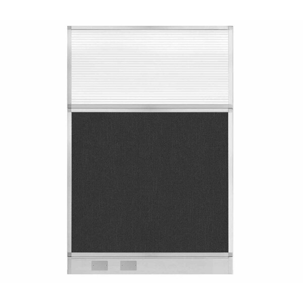 Versare Hush Panel Configurable Cubicle Partition 4' x 6' Black Fabric Clear Fluted Window w/ Cable Channel 1855602-1 - main